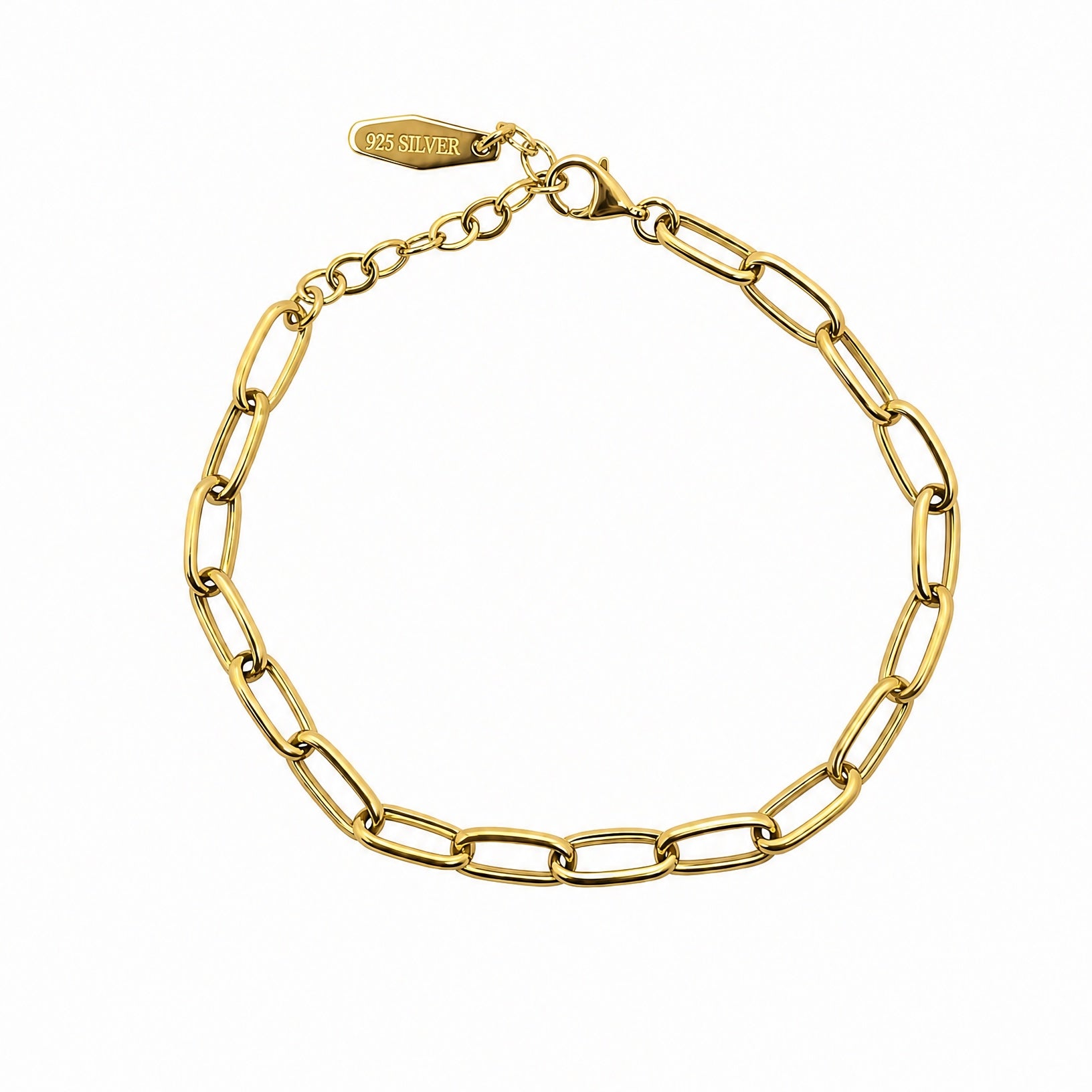 Hunter Rose Ava 18k gold plated fine link chain bracelet with a sterling silver base.