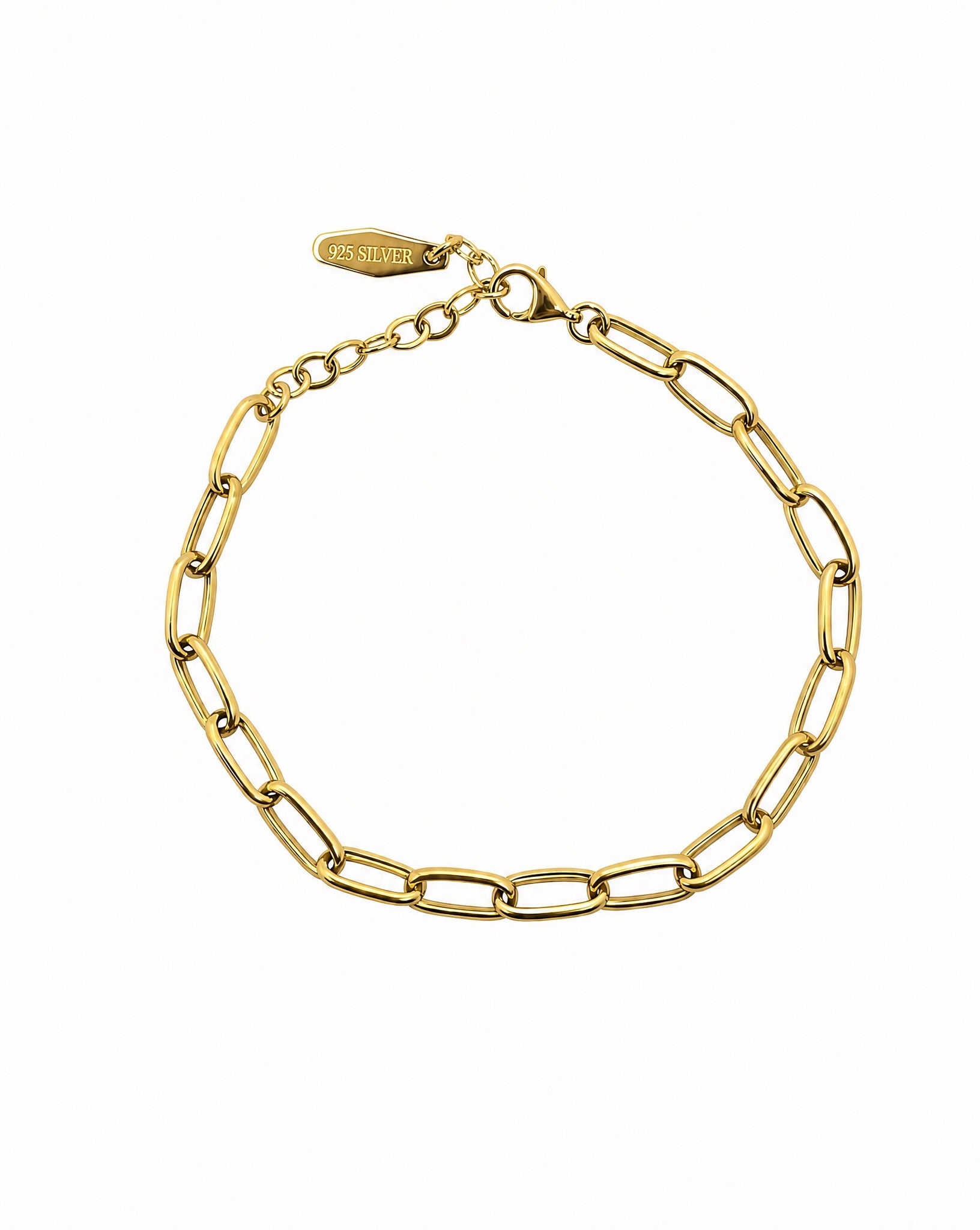 Hunter Rose Ava 18k gold plated fine link chain bracelet with a sterling silver base.