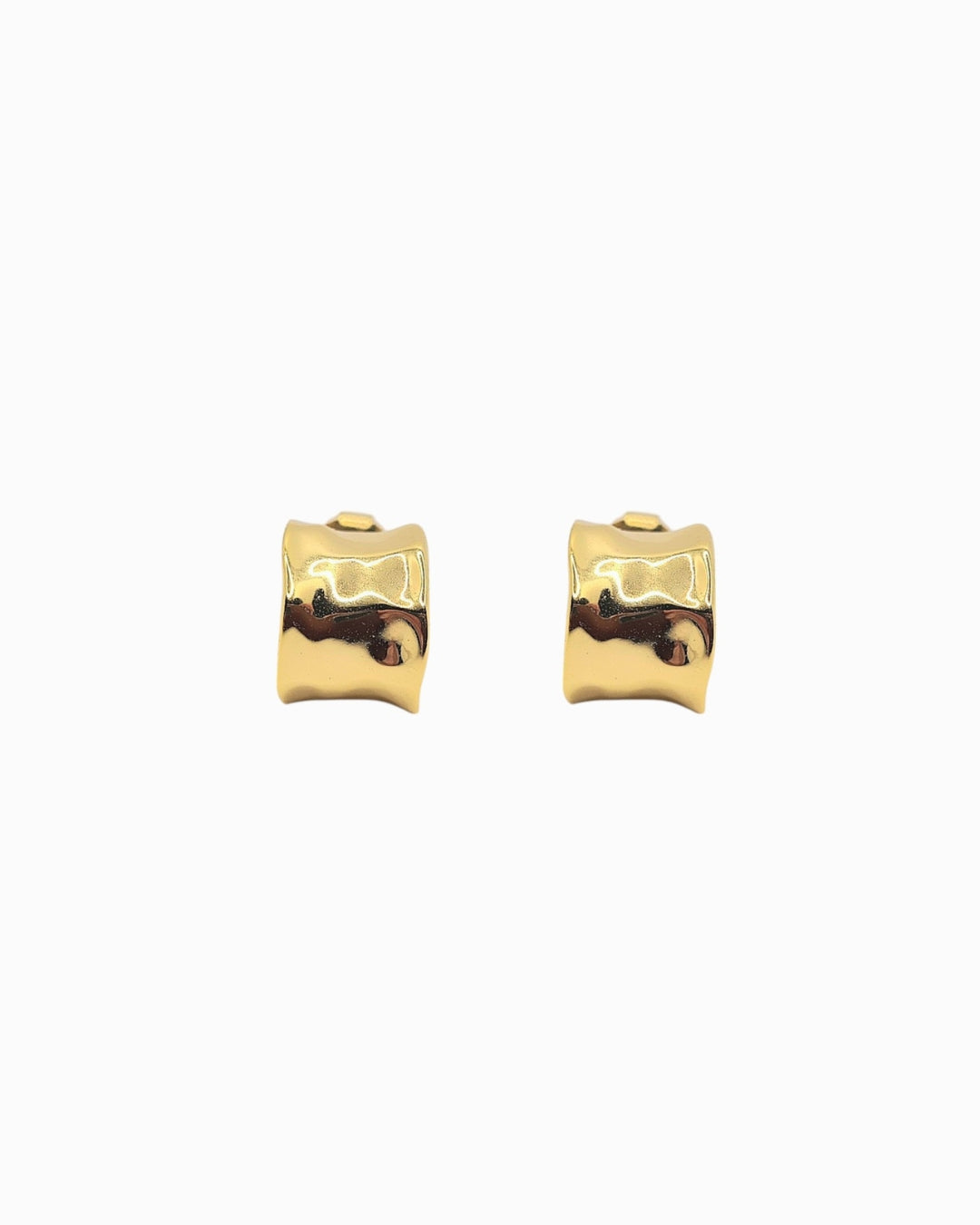 Pair of gold Hoop earrings with a textured finish on a white background