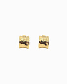 Pair of gold Hoop earrings with a textured finish on a white background