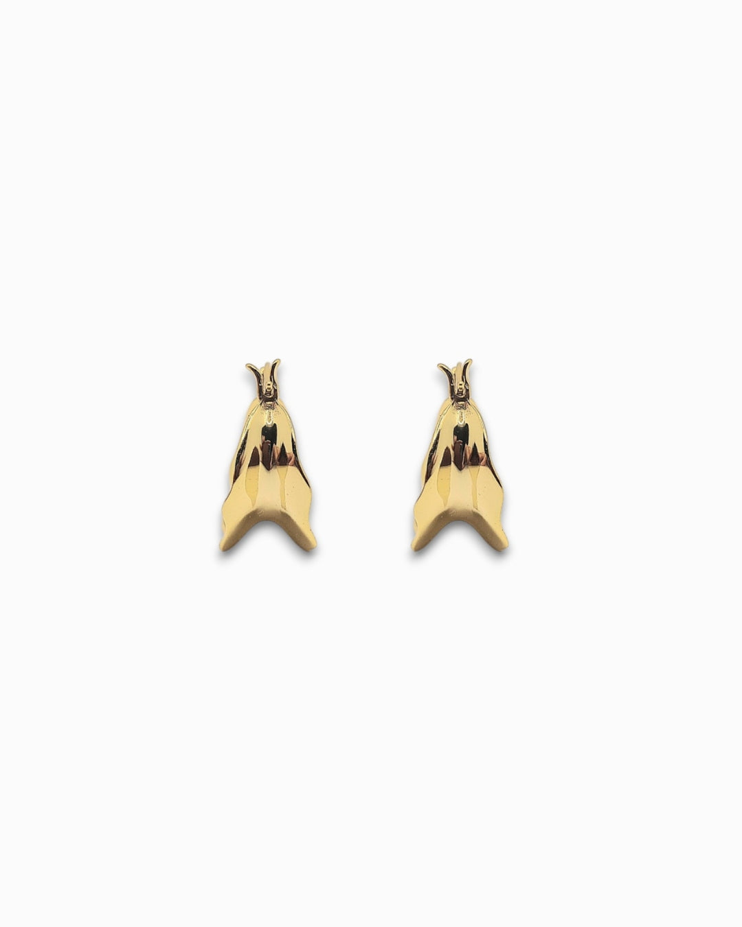 Gold Hoop Earrings Viewed Side on on a white background