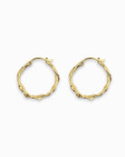 Twist Gold hoop earrings on a white background