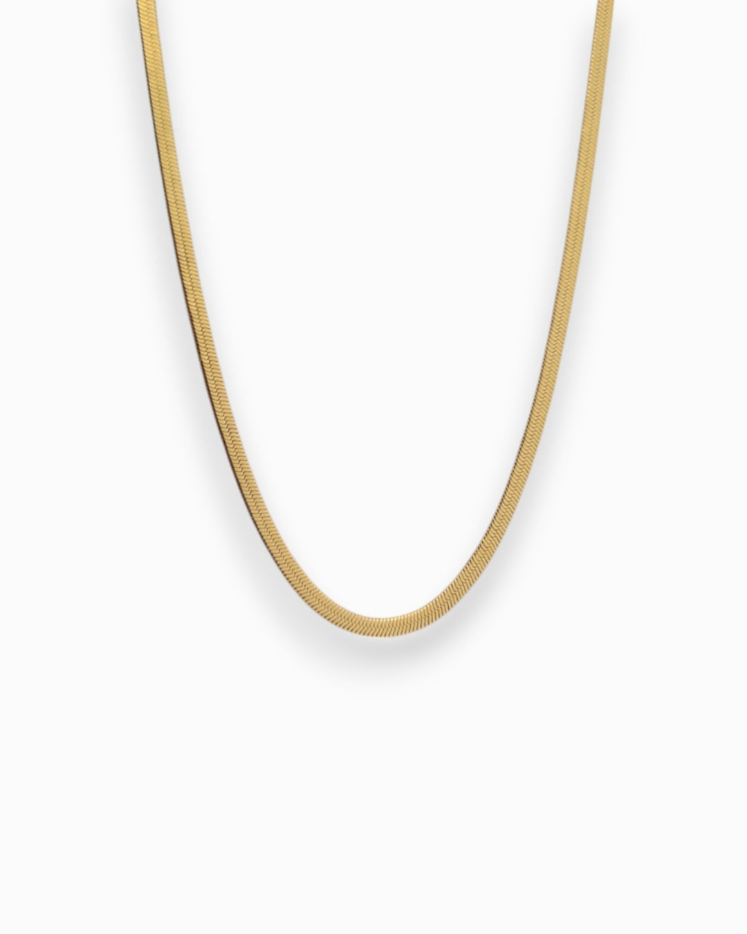 Waterproof 18k Gold snake chain necklace on a white background