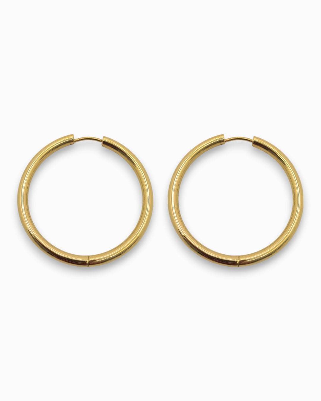 Waterproof 18k Gold hoop earrings on a white background