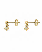 Studio view of the Aurora 18k gold plated sterling silver drop stud earrings by Hunter Rose