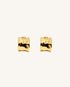 Alternative studio view of the textured 18k gold plated Charlie hoops by Hunter Rose.