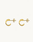 Angled view showing the open hoop design of the Charlie 18k gold plated sterling silver earrings by Hunter Rose.